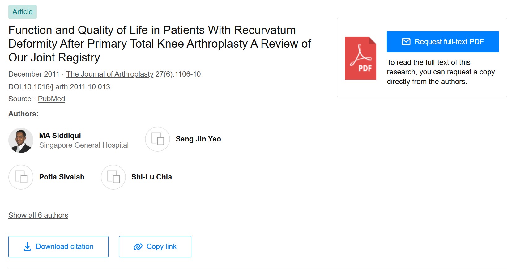 Function and Quality of Life in Patients With Recurvatum Deformity After Primary Total Knee Arthroplasty – A Review of Our Joint Registry
